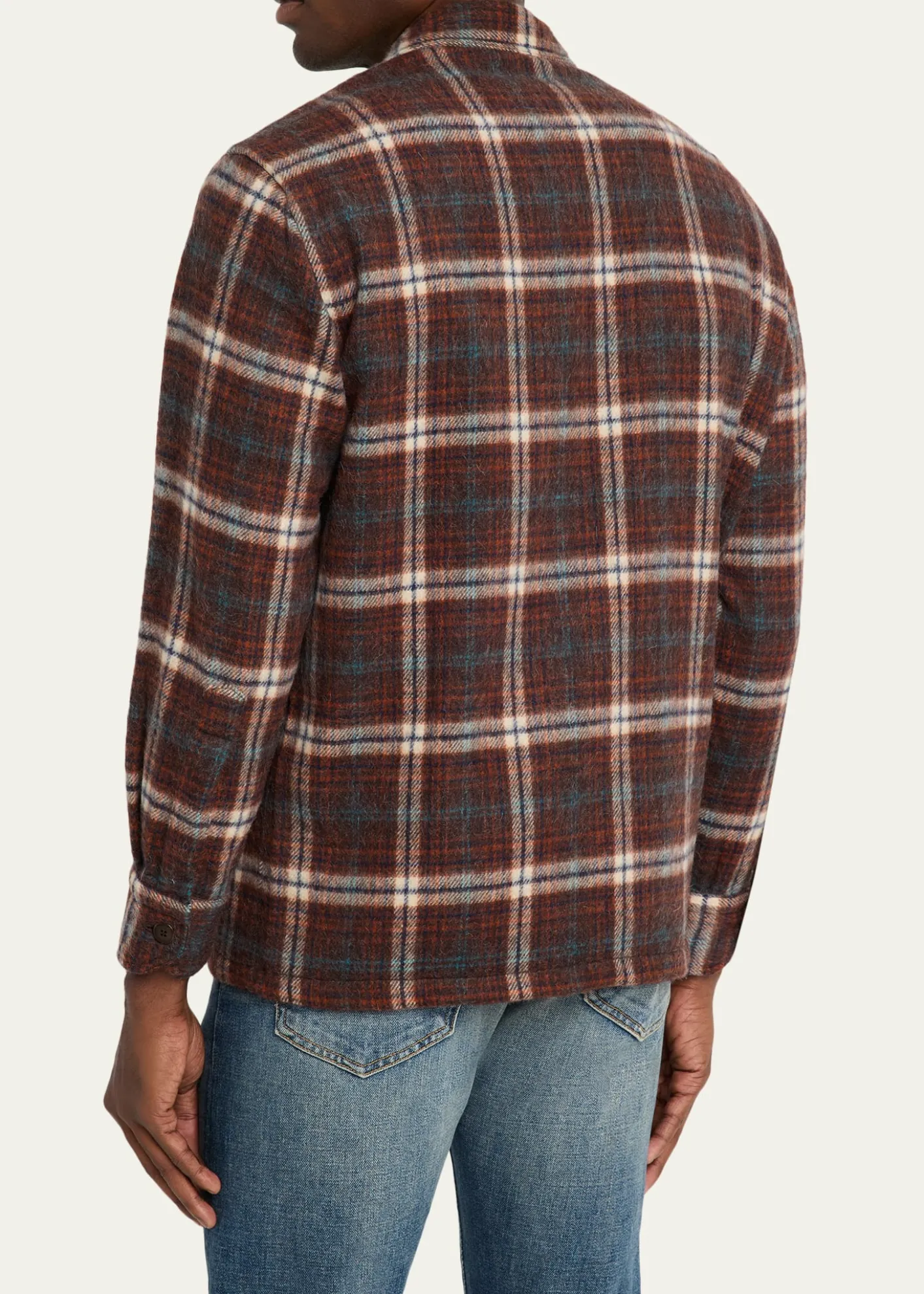 Salvatore PiccoloMen's Wool and Nylon Plaid Overshirt