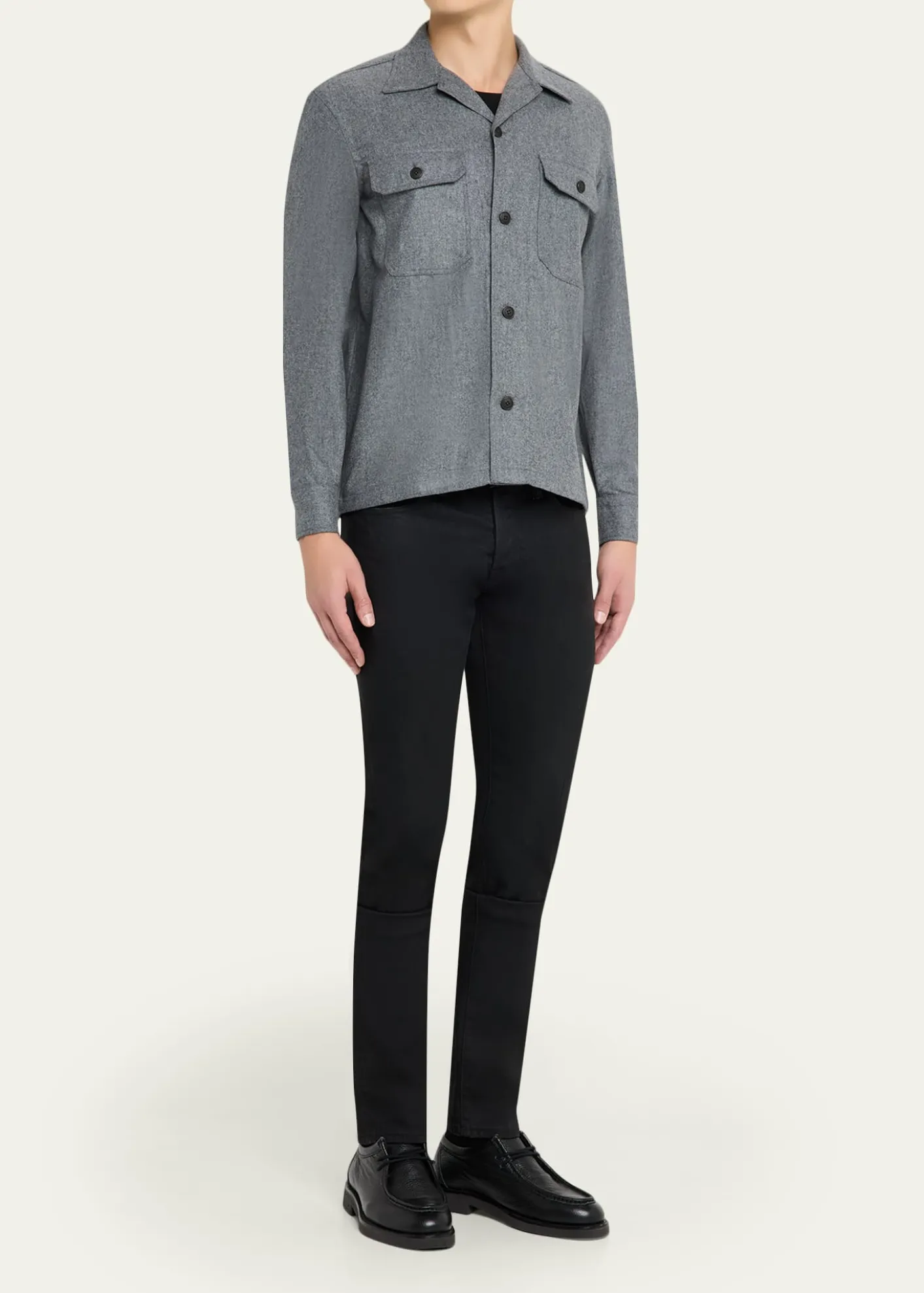 Salvatore PiccoloMen's Wool Double-Pocket Overshirt