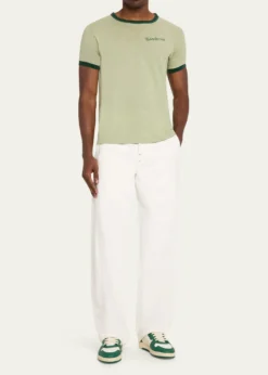 SanderlakMen's Contrast-Rib Logo Crewneck T-Shirt