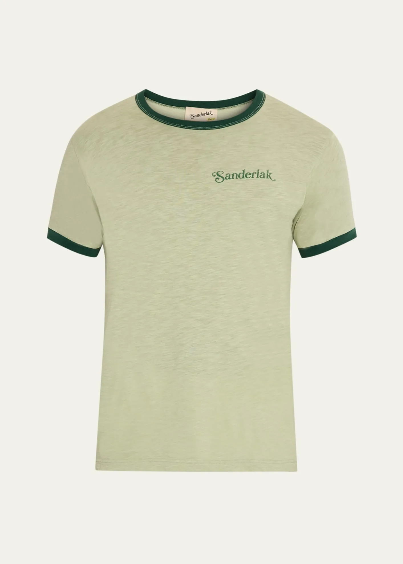 SanderlakMen's Contrast-Rib Logo Crewneck T-Shirt