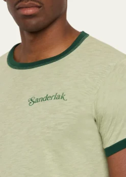 SanderlakMen's Contrast-Rib Logo Crewneck T-Shirt