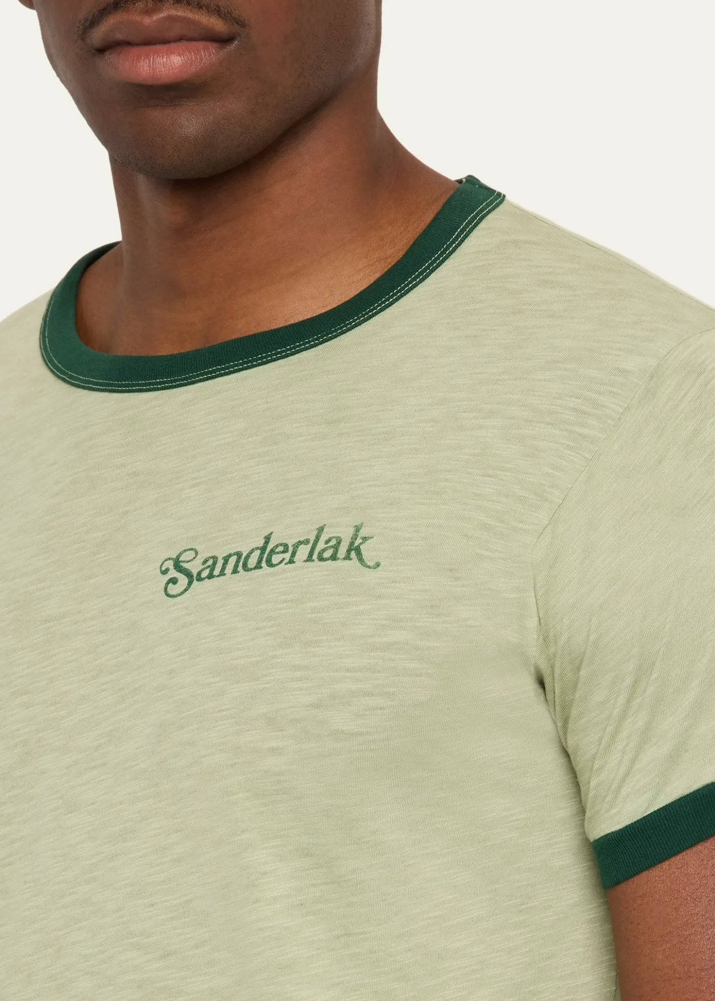 SanderlakMen's Contrast-Rib Logo Crewneck T-Shirt