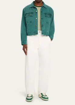 SanderlakMen's Cropped Washed Denim Jacket