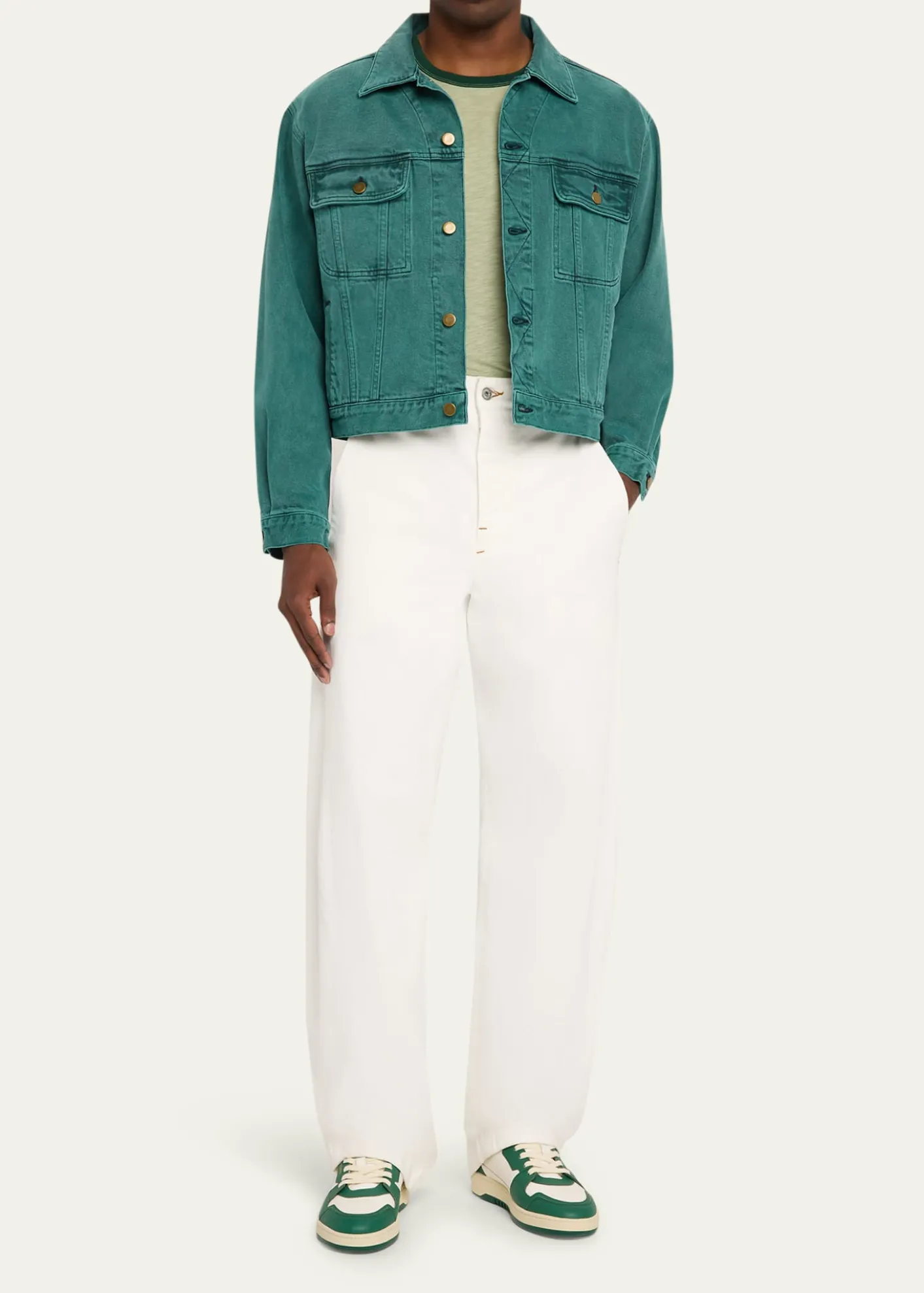 SanderlakMen's Cropped Washed Denim Jacket