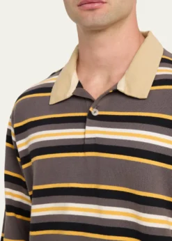 SanderlakMen's Rugby Striped Polo Shirt