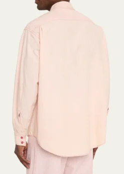 SanderlakMen's Stripe Poplin Oversized Button-Down Shirt