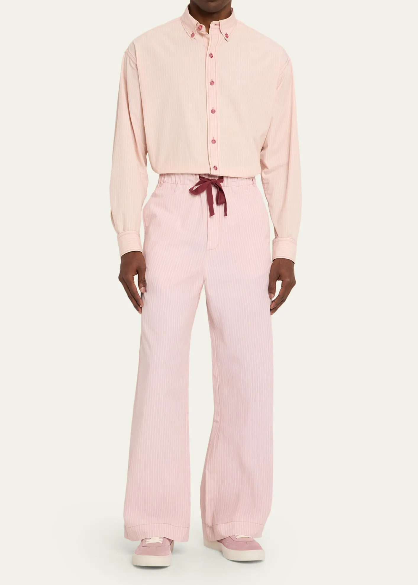 SanderlakMen's Stripe Poplin Oversized Button-Down Shirt