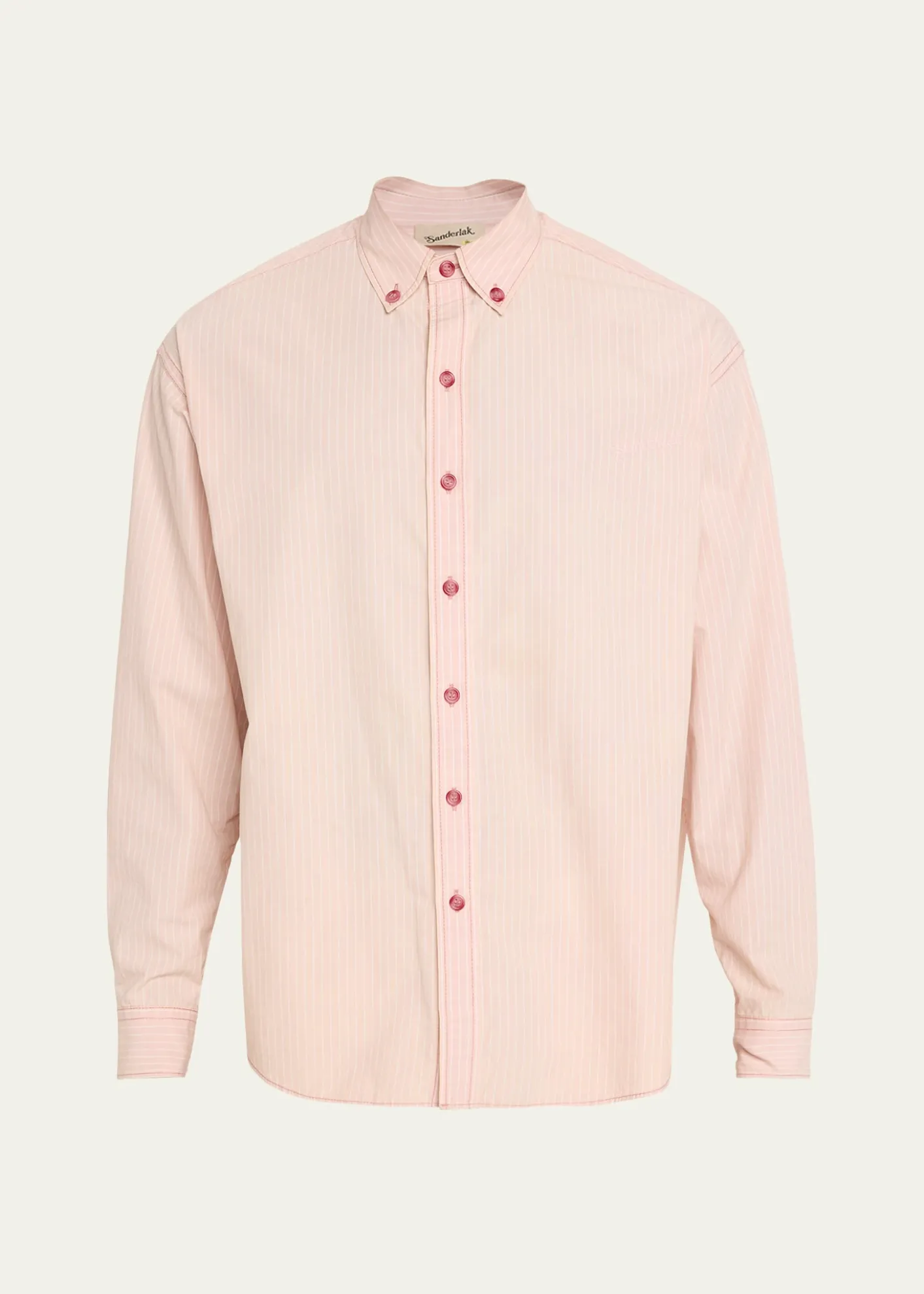 SanderlakMen's Stripe Poplin Oversized Button-Down Shirt