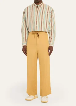 SanderlakMen's Viscose Wide-Leg Drawstring Pants