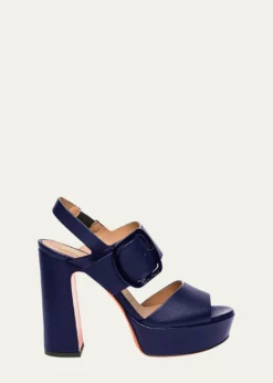 SantoniBruxel Leather Buckle Platform Sandals