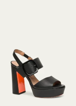 SantoniBruxel Leather Buckle Platform Sandals