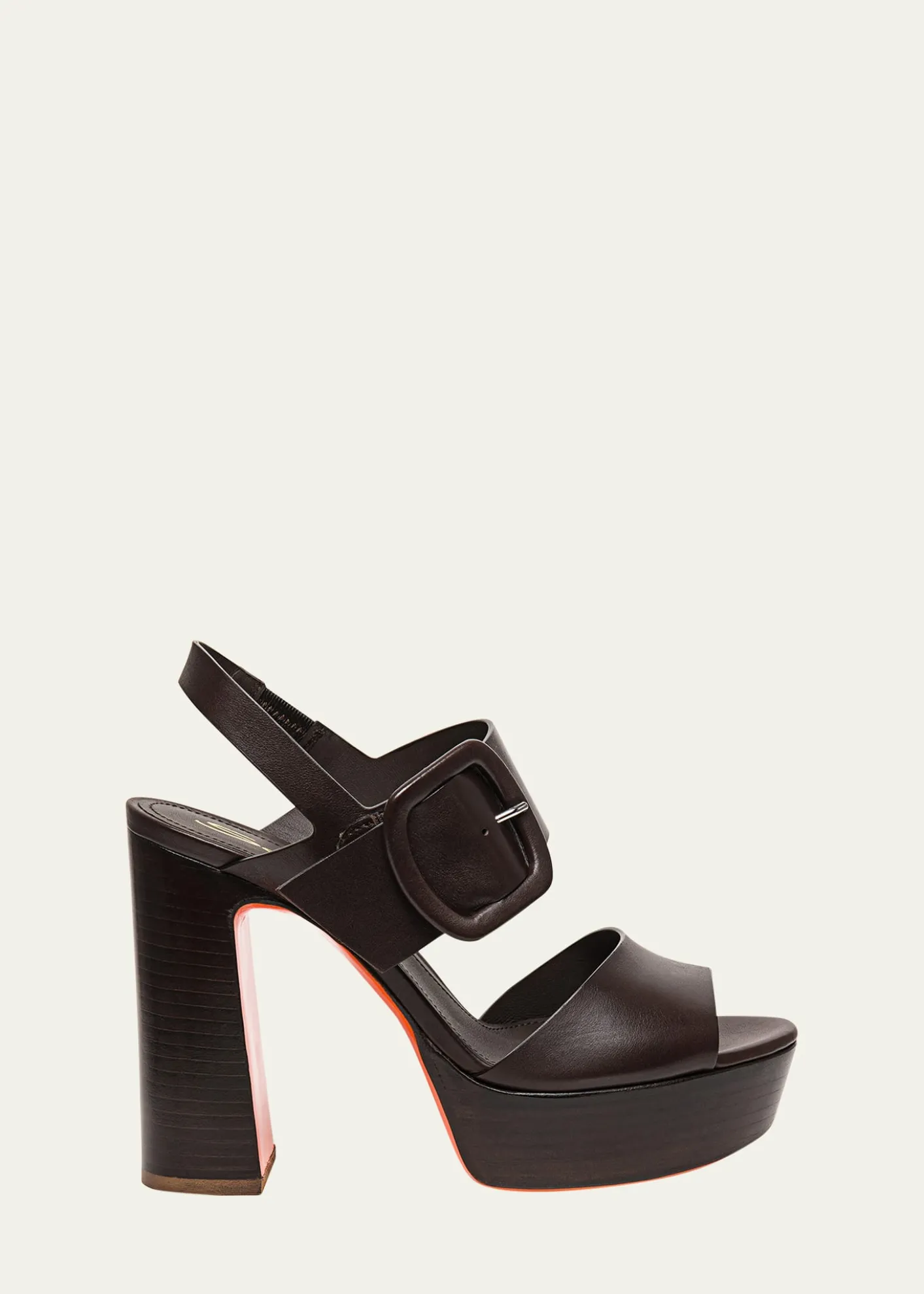SantoniBruxel Leather Buckle Platform Sandals