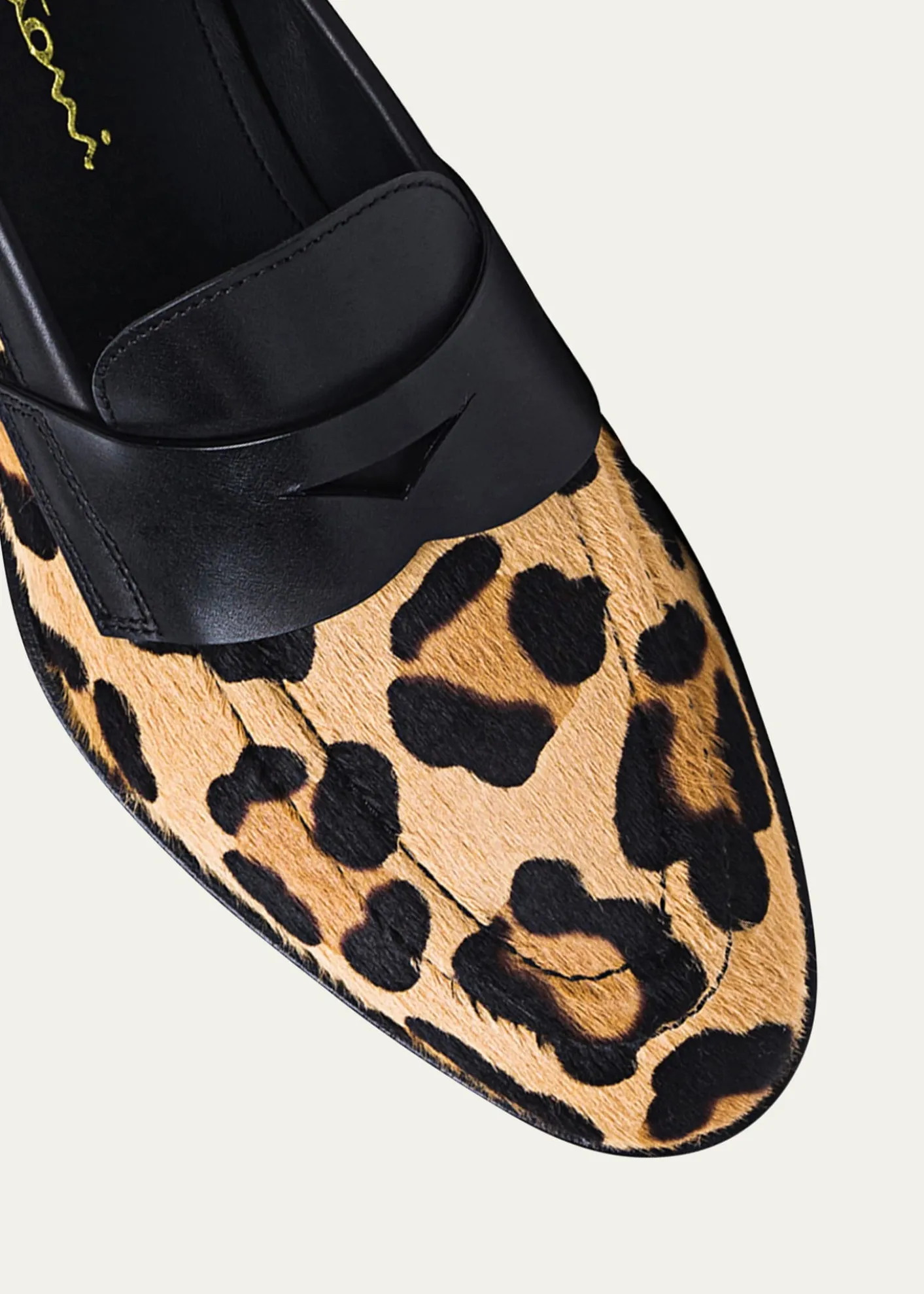 SantoniFacile Leather Leopard Penny Loafers