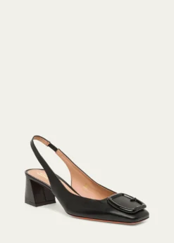 SantoniLemon Buckle Slingback Leather Pumps