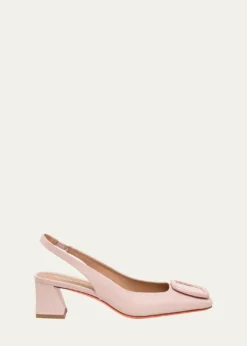 SantoniLemon Leather Buckle Slingback Pumps
