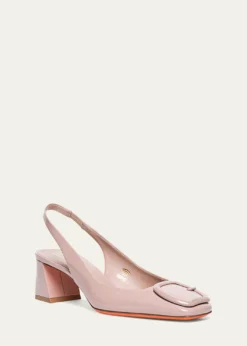 SantoniLemon Patent Buckle Slingback Pumps