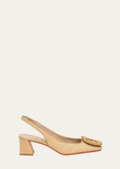 SantoniLemon Raffia Buckle Slingback Pumps