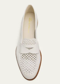 SantoniLuce Woven Leather Penny Loafers