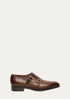 SantoniMen's Ira Grained Leather Double-Monk Strap Loafers