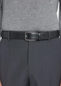 SantoniMen's Rectangle Buckle Grained Leather Belt