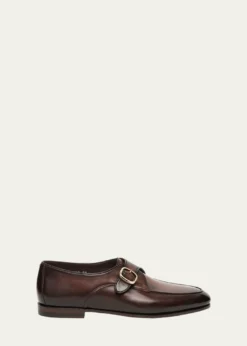 SantoniMen's Carlo Burnished Leather Single-Monk Strap Loafers