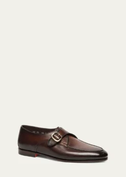 SantoniMen's Carlo Burnished Leather Single-Monk Strap Loafers
