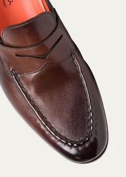 SantoniMen's Door Burnished Leather Penny Loafers