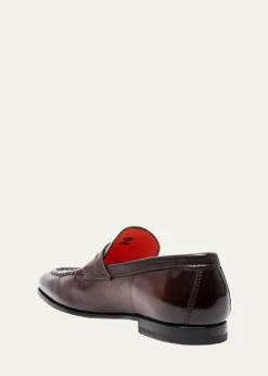 SantoniMen's Door Burnished Leather Penny Loafers