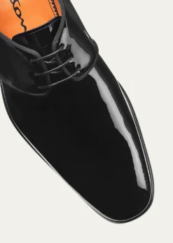 SantoniMen's Isogram Patent Leather Derby Shoes