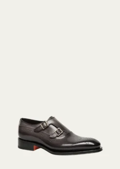 SantoniMen's Kaj Brogue Leather Double-Monk Strap Loafers