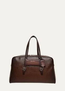 SantoniMen's Leather Weekender Duffel Bag