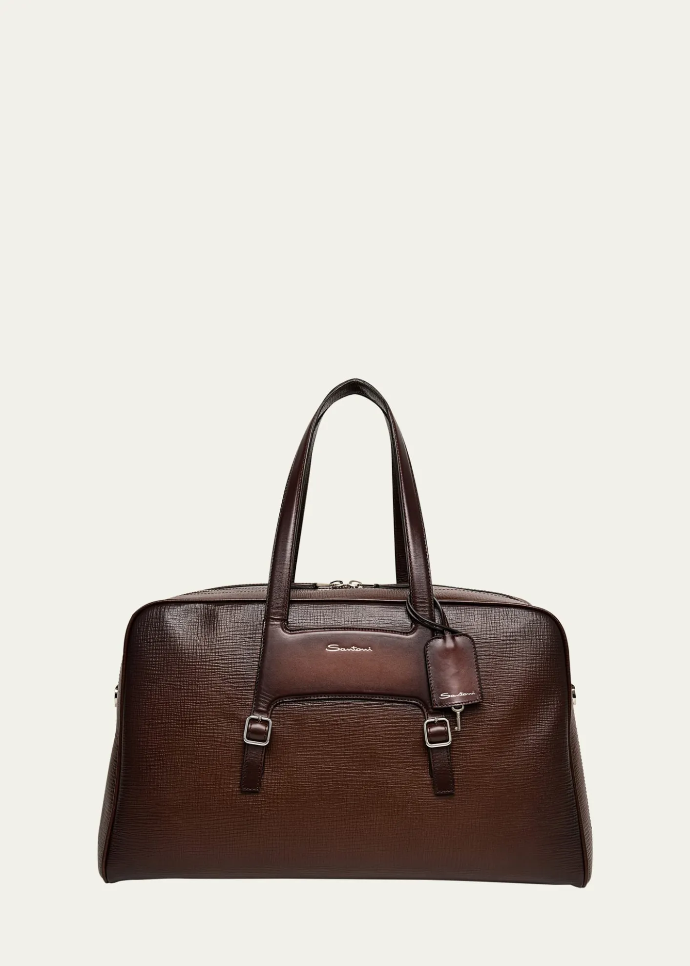 SantoniMen's Leather Weekender Duffel Bag