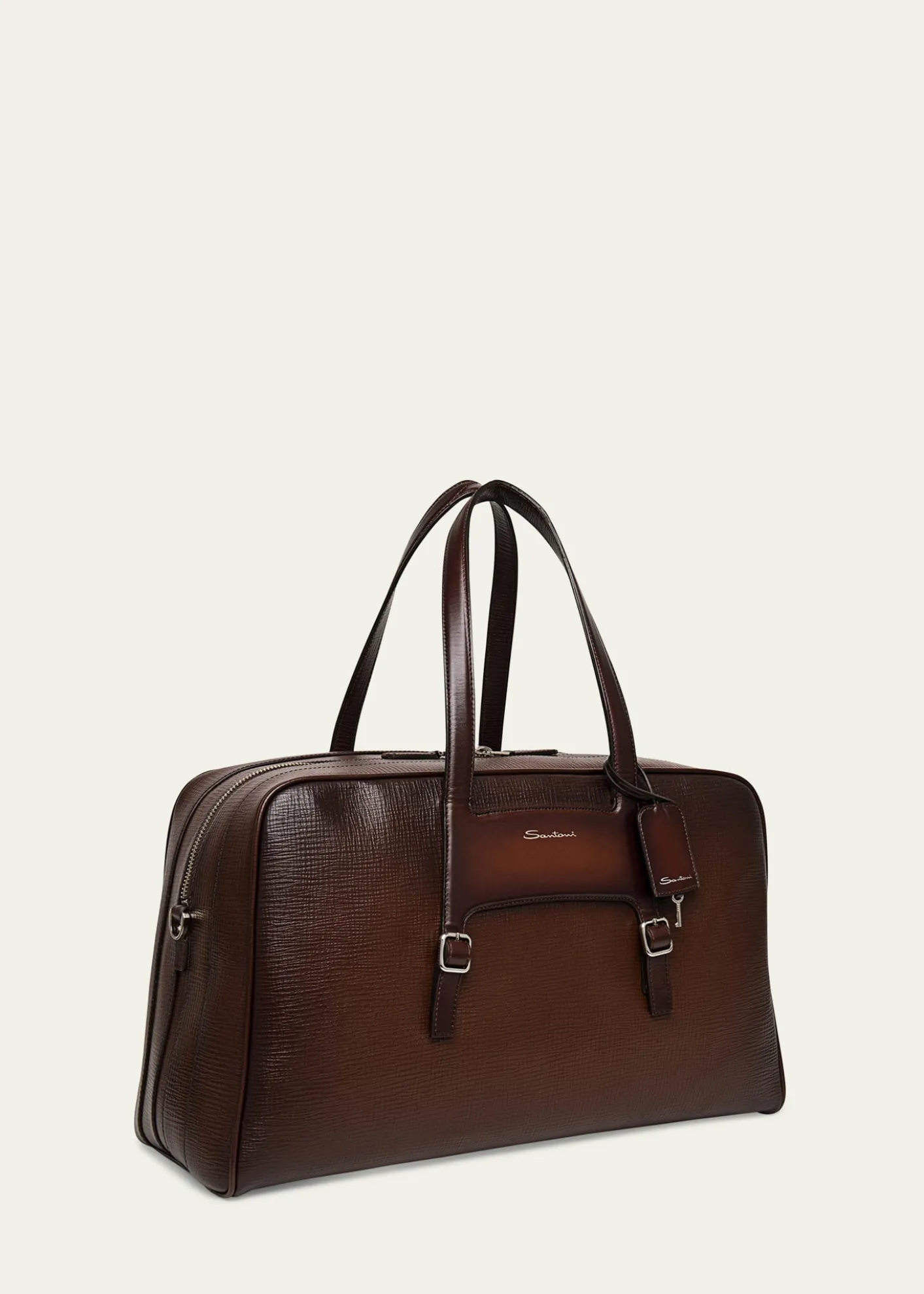 SantoniMen's Leather Weekender Duffel Bag