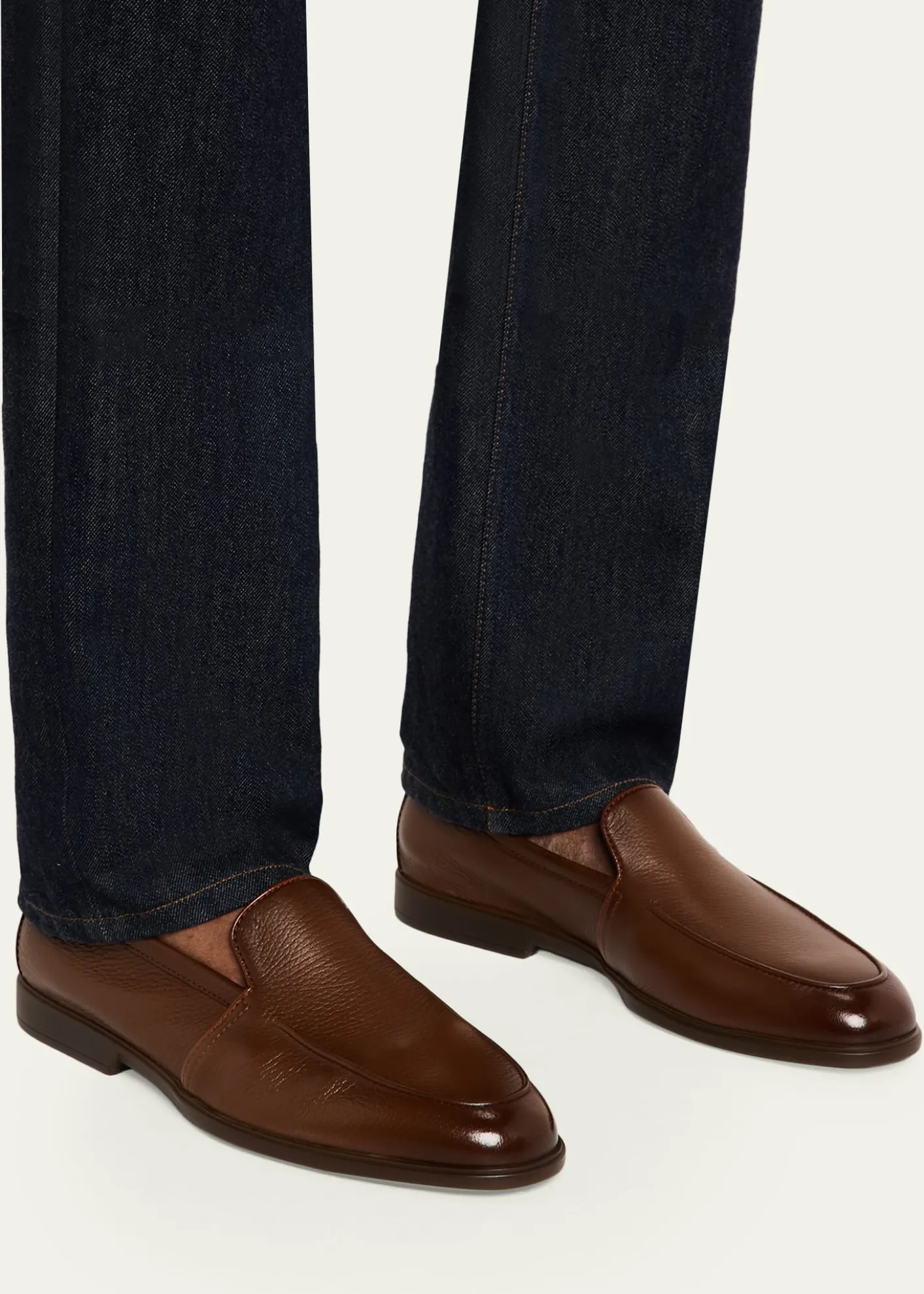 SantoniMen's Malibu Grained Leather Rubber-Sole Loafers