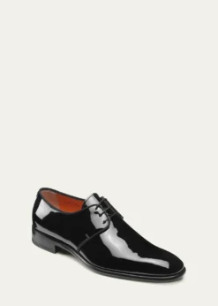 SantoniMen's Patent Leather Grosgrain-Trim Derby Shoes