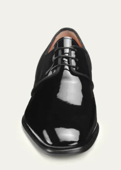 SantoniMen's Patent Leather Grosgrain-Trim Derby Shoes
