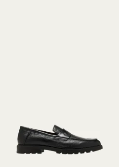 SantoniMen's Rock Deerskin Lug-Sole Penny Loafers