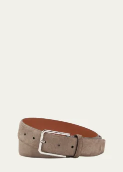 SantoniMen's Suede Square-Buckle Belt