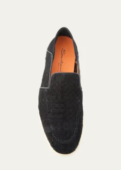 SantoniMen's Theo Woven Suede Loafers