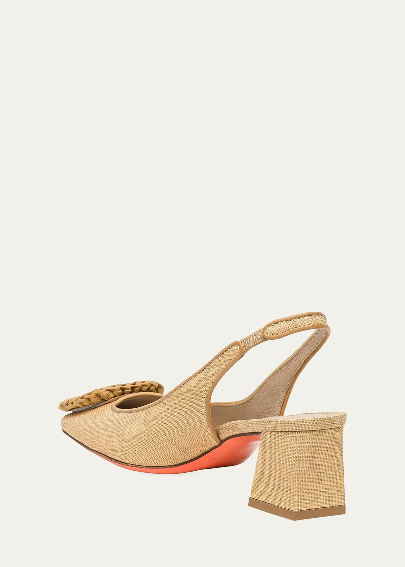 Santoni50mm Lemon Raffia and Leather Slingback Pumps