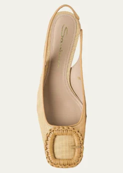 Santoni50mm Lemon Raffia and Leather Slingback Pumps