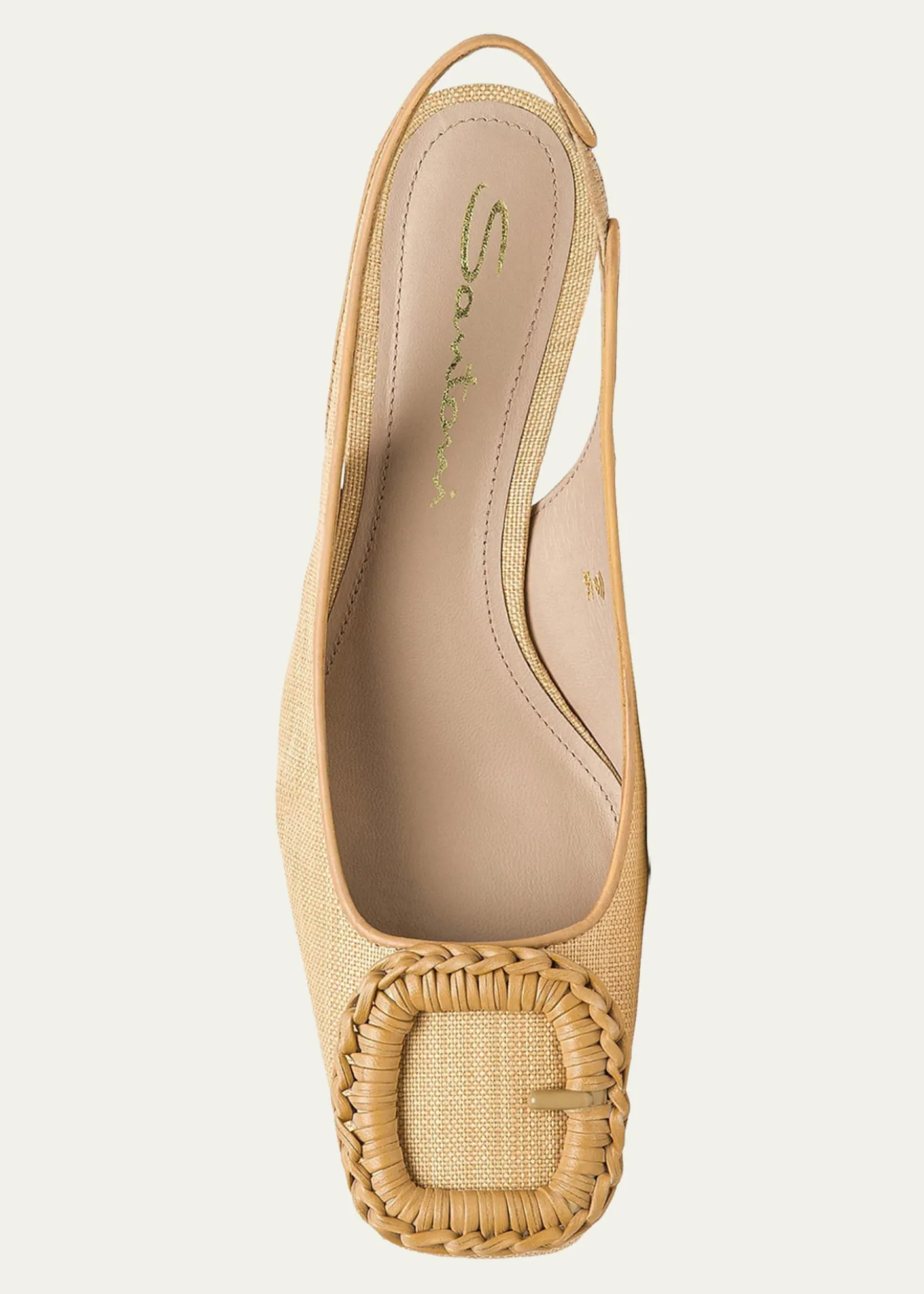 Santoni50mm Lemon Raffia and Leather Slingback Pumps