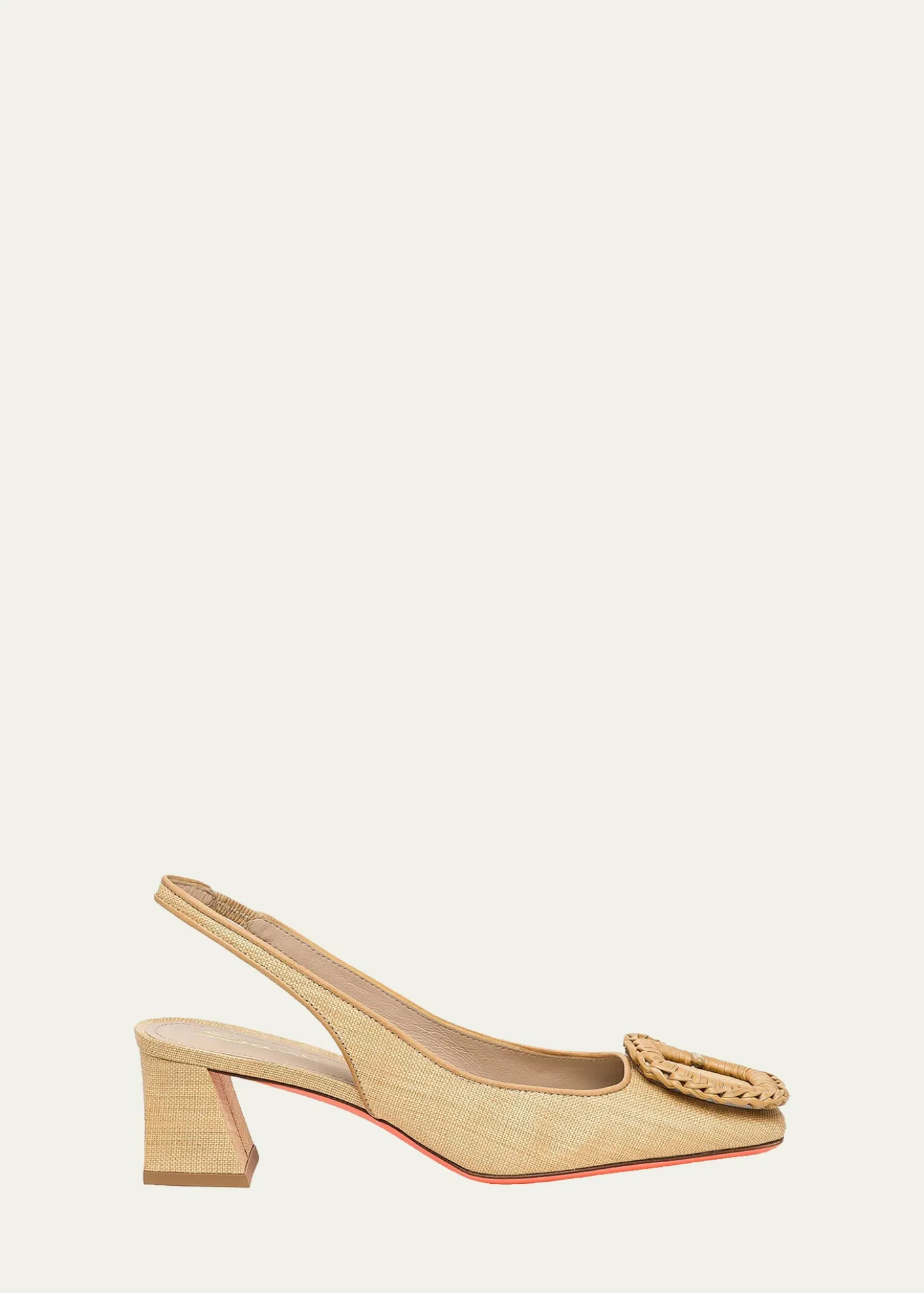 Santoni50mm Lemon Raffia and Leather Slingback Pumps