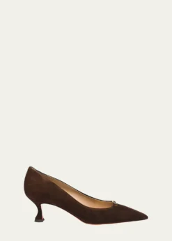 Santoni55mm Sabine Suede Buckle Pumps