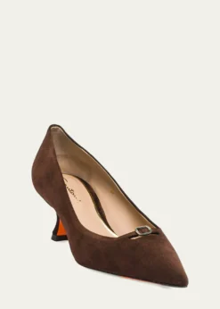 Santoni55mm Sabine Suede Buckle Pumps