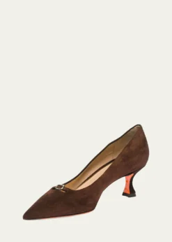 Santoni55mm Sabine Suede Buckle Pumps