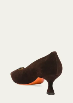 Santoni55mm Sabine Suede Buckle Pumps