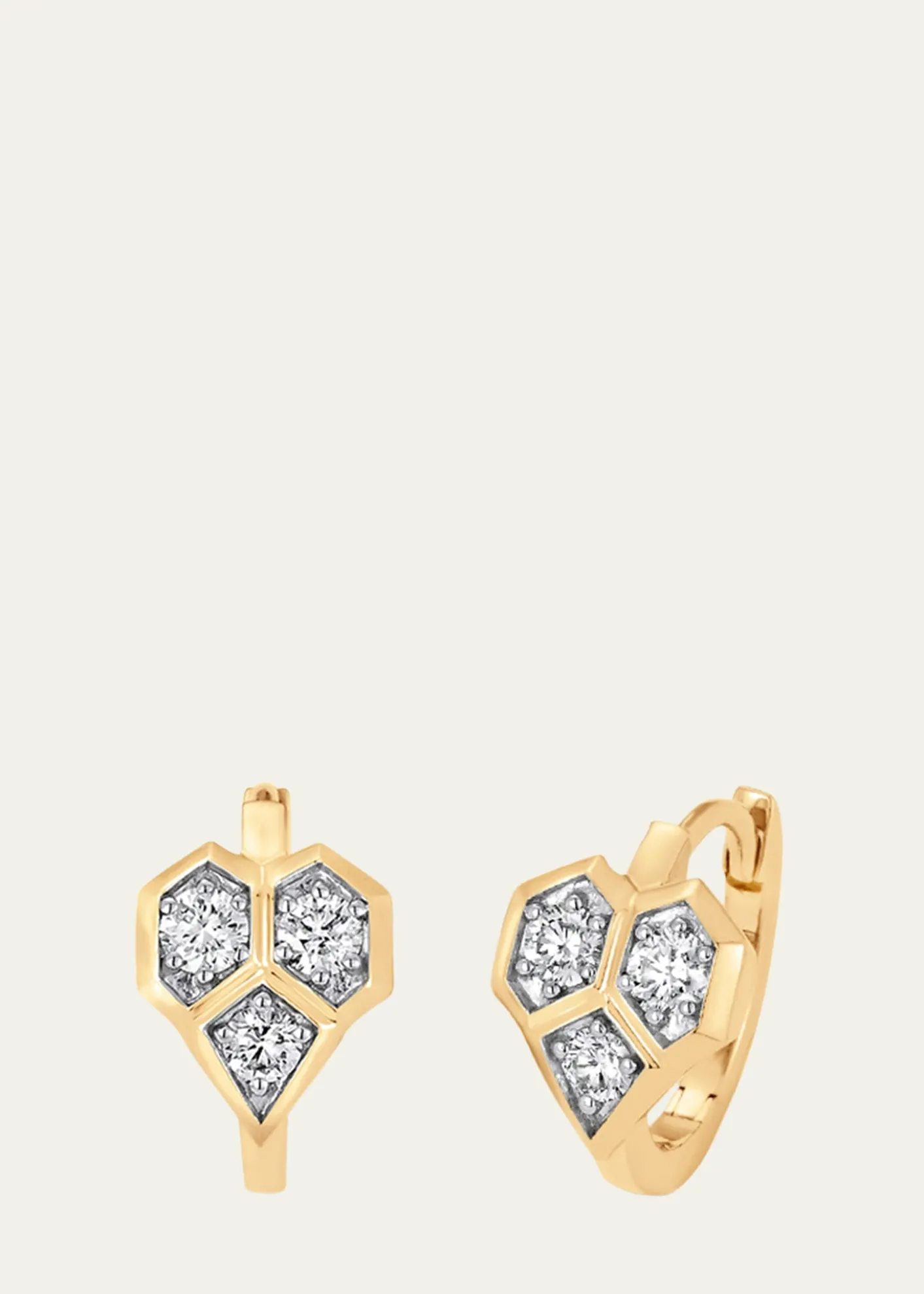Sara WeinstockHoney Comb 18K Gold & Diamond Heart Huggie Earrings