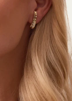 Sara WeinstockPapua 18K Gold & Curved Double Row Diamond Earrings
