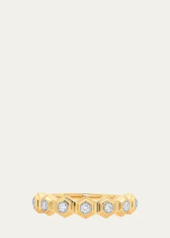Sara WeinstockHoney Comb 18K Gold & Diamond Hexagon Band Ring